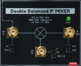 Double Balanced IF Mixer module, 0.5 to 500MHz, 50 ohm port impedance, driven from OSC-2