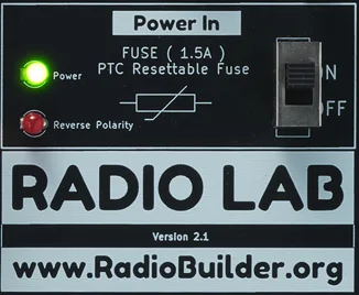 Power In module with power switch, 1.5A PTC resettable fuse, and power and reverse-polarity LEDs