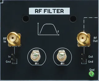 RF Filter module: bandpass filter block with RF In and RF Out SMA connectors